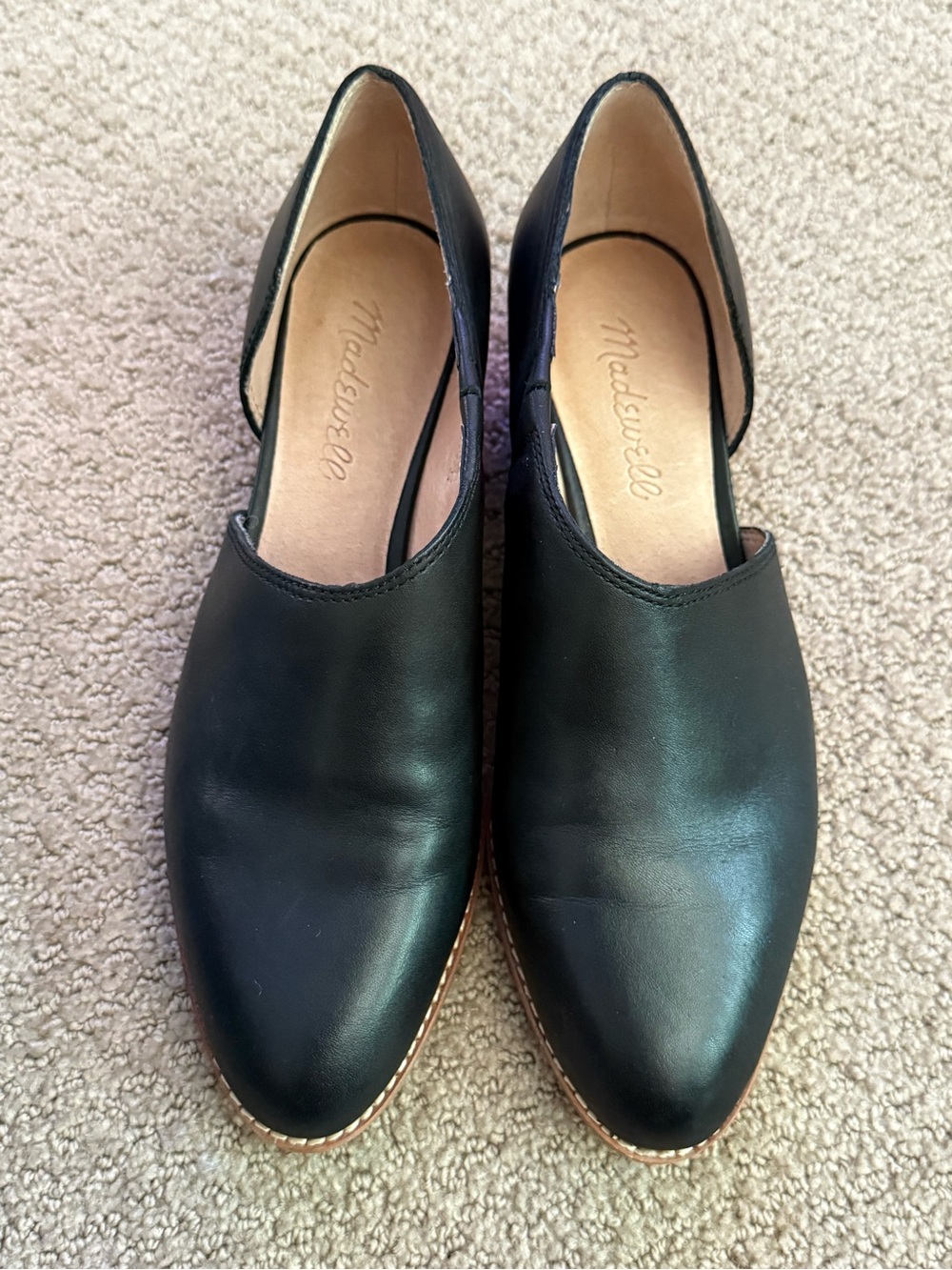 Madewell Black Pointed D'Orsay Leather Flats